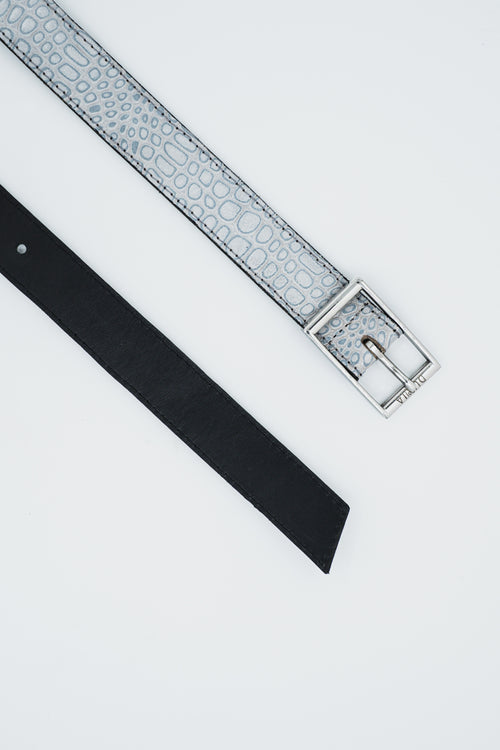 Ceinture réversible — Gris/ Noir lisse