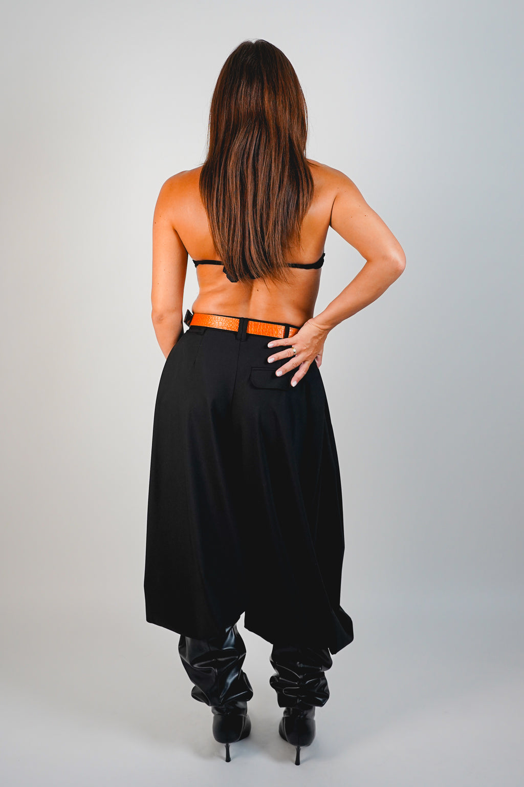 Ceinture réversible — Orange / Noir lisse