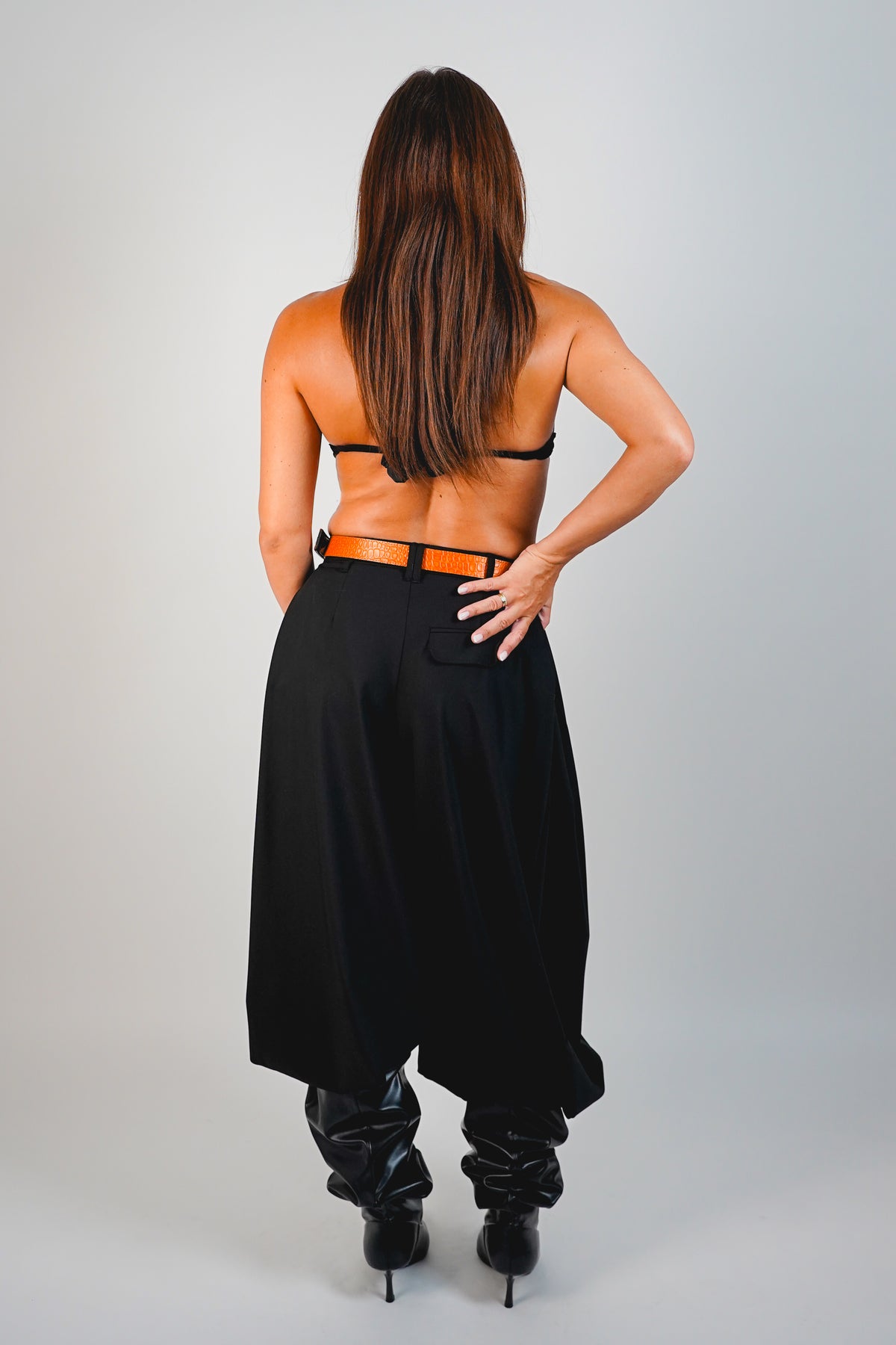 Ceinture réversible — Orange / Noir lisse