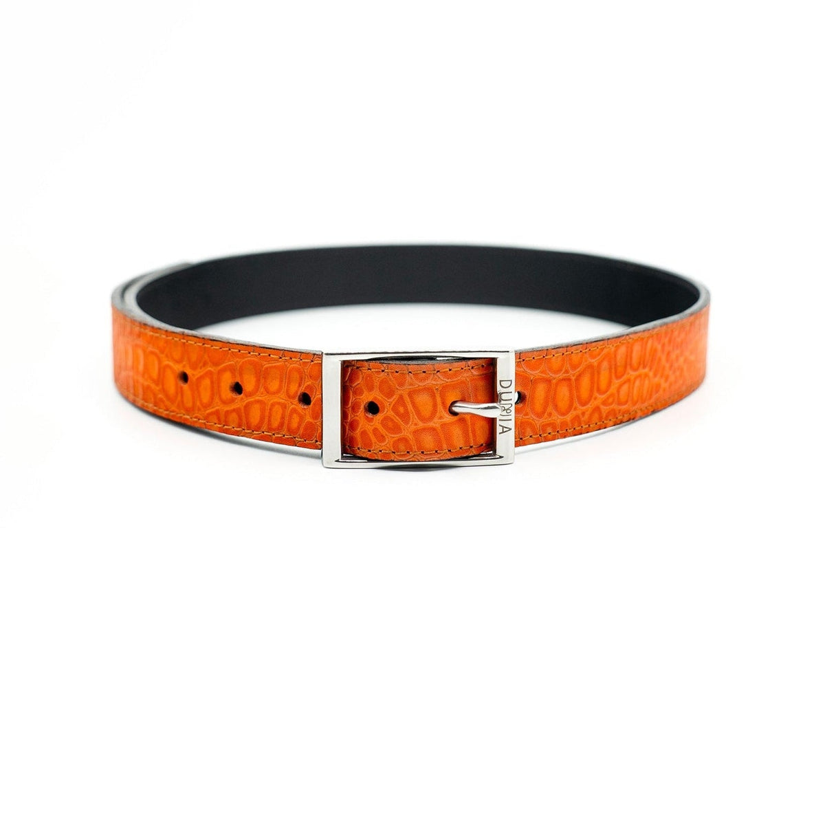 Ceinture réversible — Orange / Noir lisse